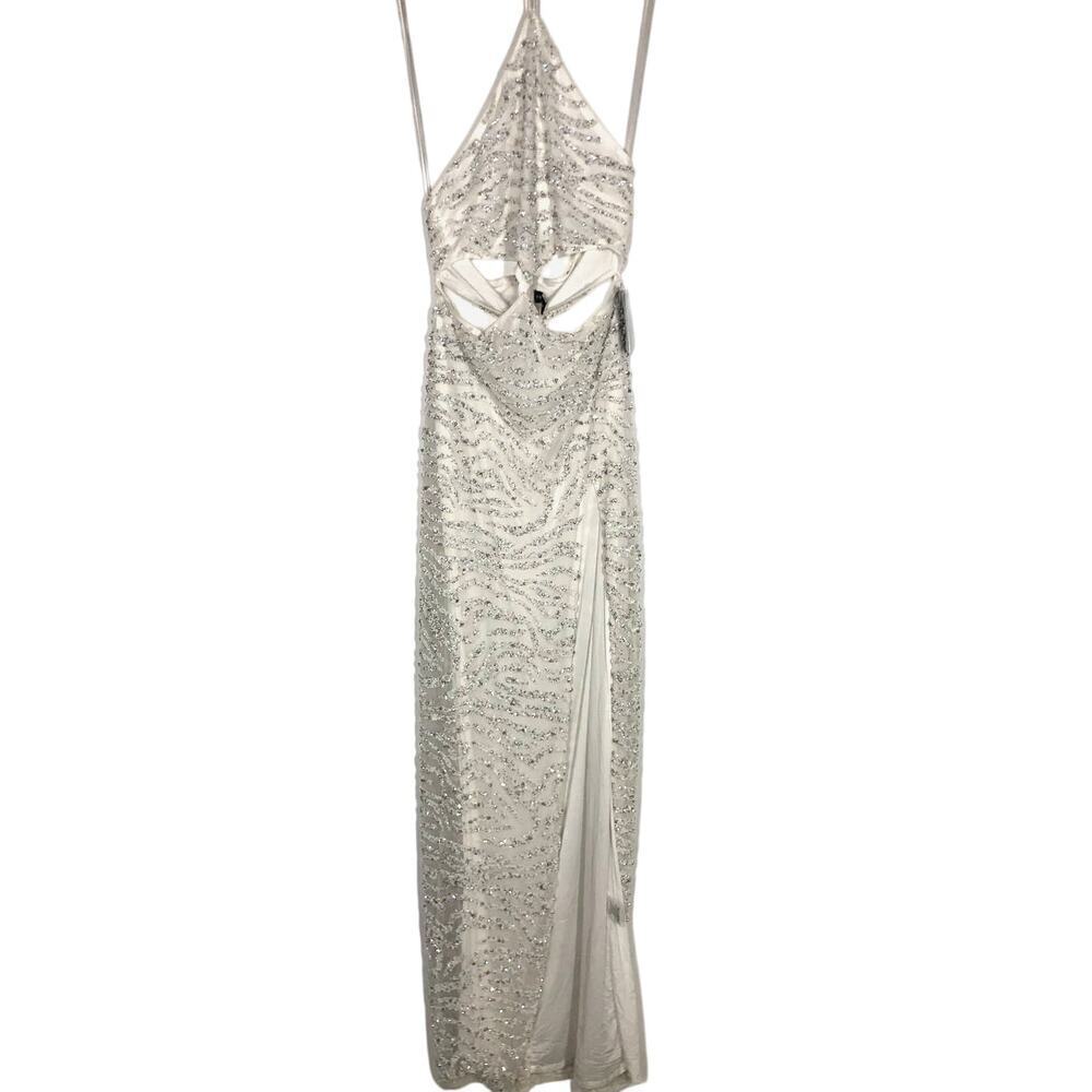 Retrofete Hendrix Dress Sequin Tiger Stripe White NWT L - Picture 7 of 13